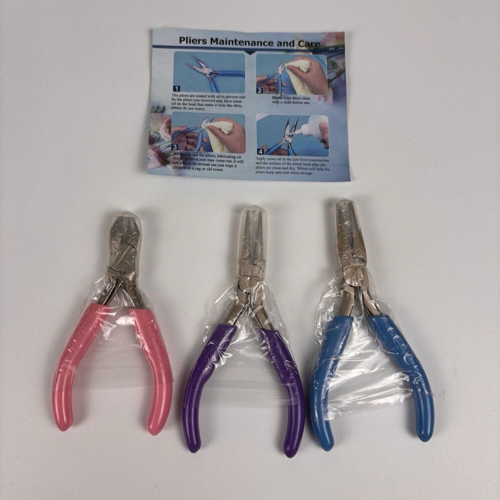 Shynek 3pc Jewelry Pliers Tool Set - Round Nose, Chain Nose & Cutters - New